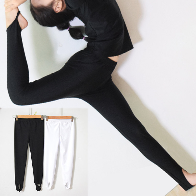 儿童舞蹈练功裤男童女童芭蕾踩脚裤打底连体健美裤黑色白色连脚裤