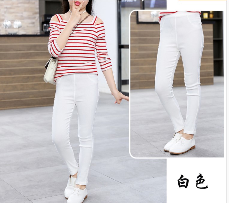 模特t台走秀紧身白色练功打底裤