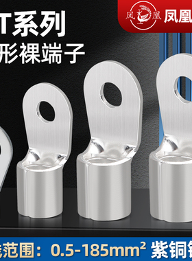 凤凰冷压紫铜镀银冷压裸端头OT10 16 25 O型冷压接线端子 一只价