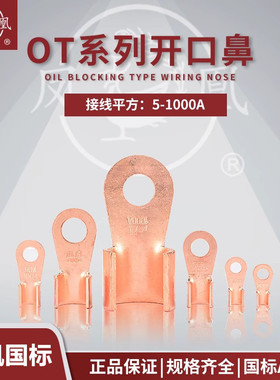 凤凰A级开口鼻30A 60A 100A铜线耳线鼻子 铜接头 铜接线端子 紫铜