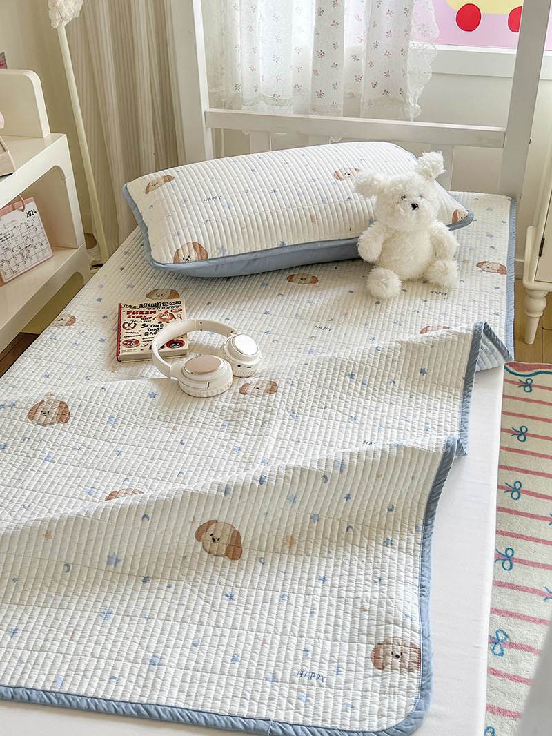 新款韩式纯棉加厚卡通可爱儿童绗缝床盖床垫床单三件套可定做