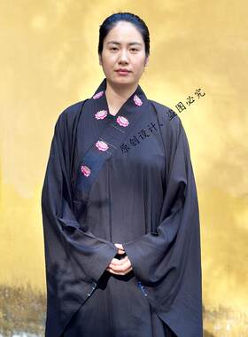 特卖定制黑色进庙拜佛海清九品莲花海清荷花高端居士服男女僧衣服
