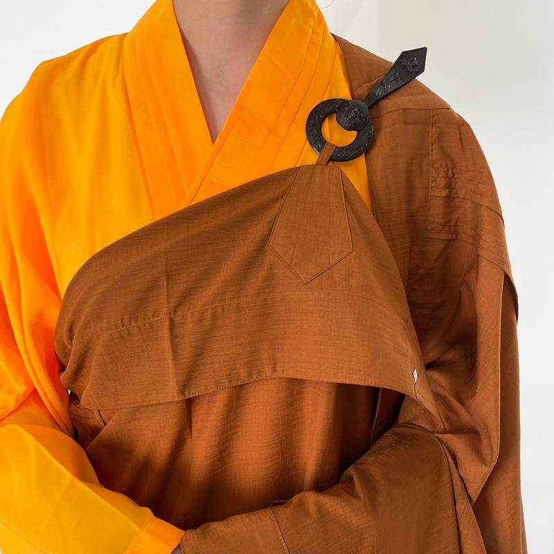特卖高档七衣出家人袈裟和尚橄榄色多丽丝面料僧服缦衣海清秋款男