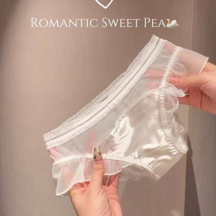 维多利亚甜美蝴蝶结蕾丝内裤女性感新款纯欲少女日系三角裤薄款夏