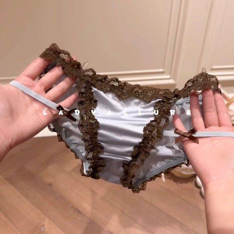 维多利亚蝴蝶结腿环蕾丝内裤女2025新款性感豹纹拼色细带纯欲少女