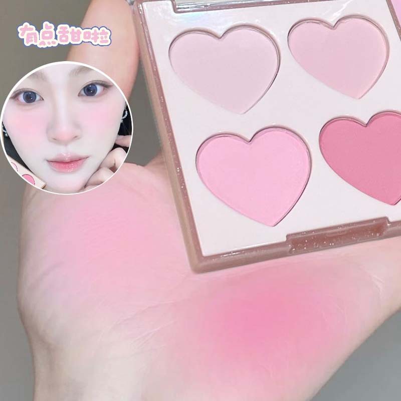 甜心物语四色腮红韩系氛围感收缩膨胀提亮面中眼部卧蚕修容腮红盘