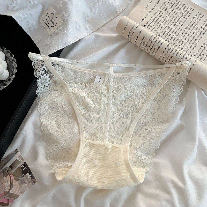 维多利亚伊甸花蕾~新款性感蕾丝内裤女纯欲镂空细带薄款透气纯棉