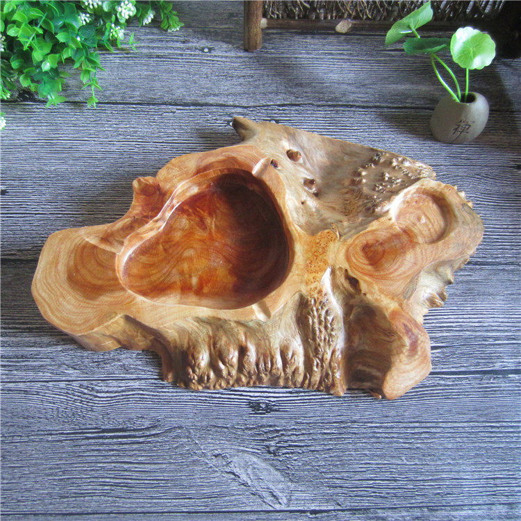 大号实木烟灰缸创意树根耐摔烟缸