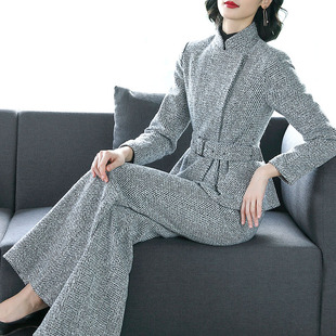 冬装女洋气套装2024新款冬季羊毛呢外套设计感上衣显瘦网红两件套