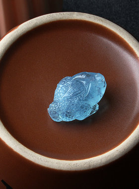 男女海蓝宝立体雕刻吊坠一物一图