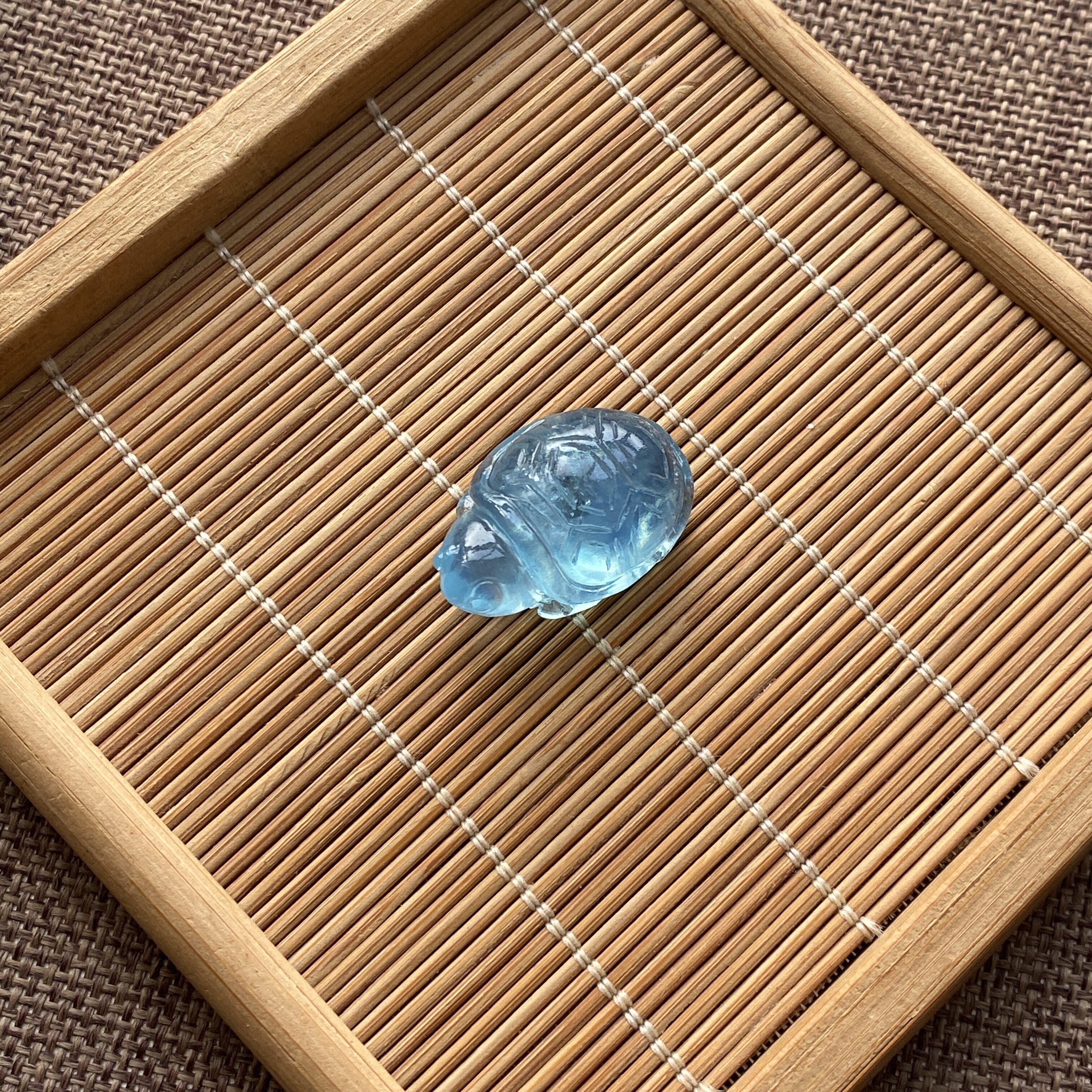 新货纯天然海蓝宝小乌龟吊坠7.4克冰种蓝色男女挂件精品雕刻把玩