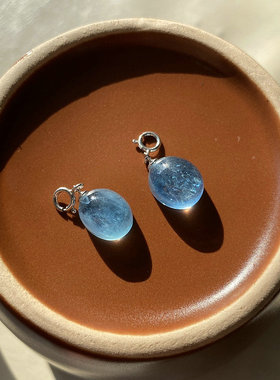 男女海蓝宝吊坠万能扣925纯银