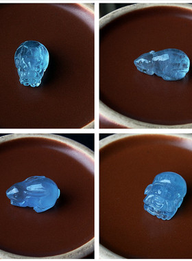 精品雕刻男女海蓝宝吊坠蓝色水晶