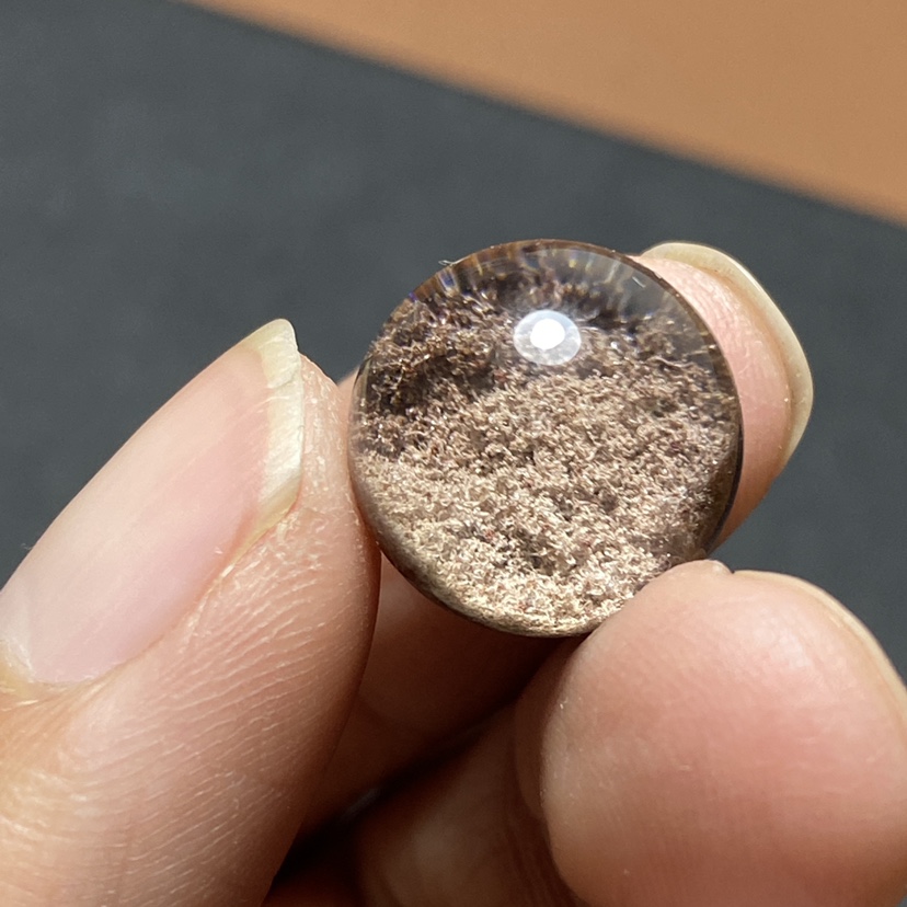 16mm天然绿幽灵聚宝盆单珠圆珠手串配件异象水晶带红皮仅一颗精品