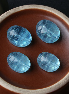 精品雕刻男女海蓝宝吊坠背云