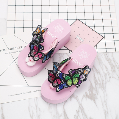韩版新款手工拖鞋蝴蝶夏人字拖鞋