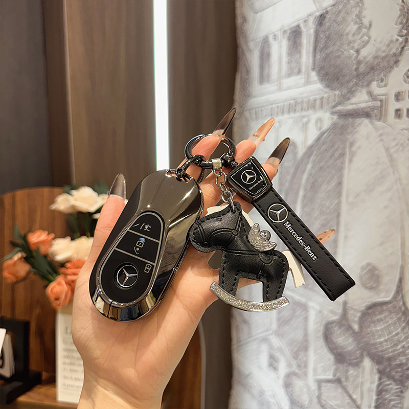 适用于奔驰新款E300L钥匙套高档金属C260l/S450/GLC300扣壳男女
