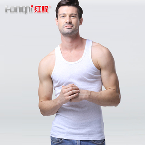 红妮内衣男士夏季潮流时尚全棉纯棉修身薄款打底百搭白色宽松背心