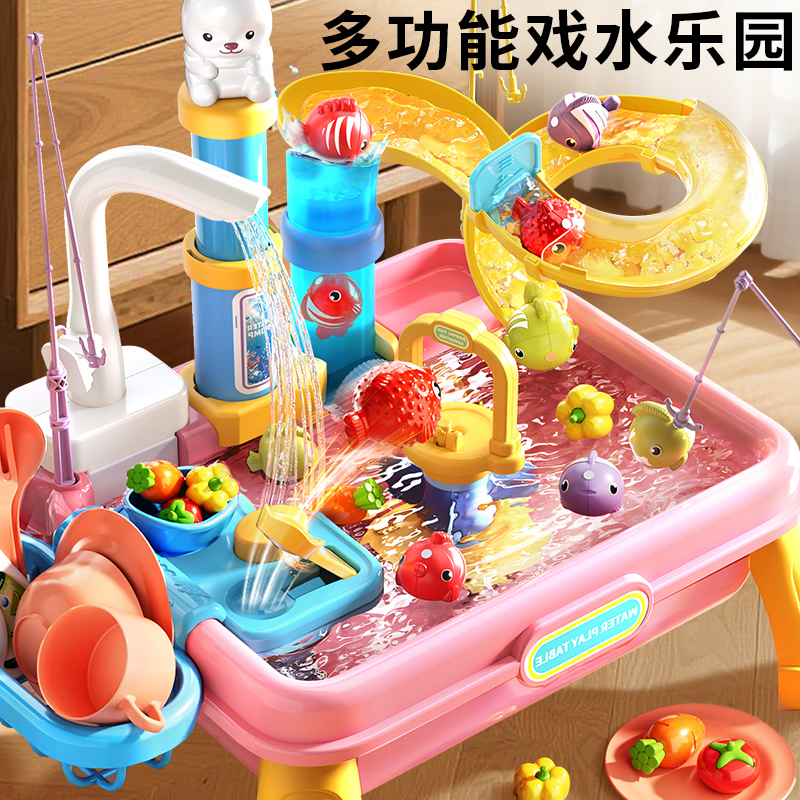 儿童戏水玩具&钓鱼+洗碗+滑梯