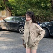 英伦风立领短款 韩系女装 风衣外套春秋夹克上衣设计高级感秋季 新款
