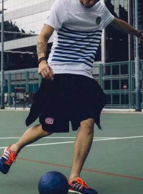 陈冠希 K洛特 C标 Tee 67刺绣足球国米徽章 蓝色条纹 夏季短袖T恤