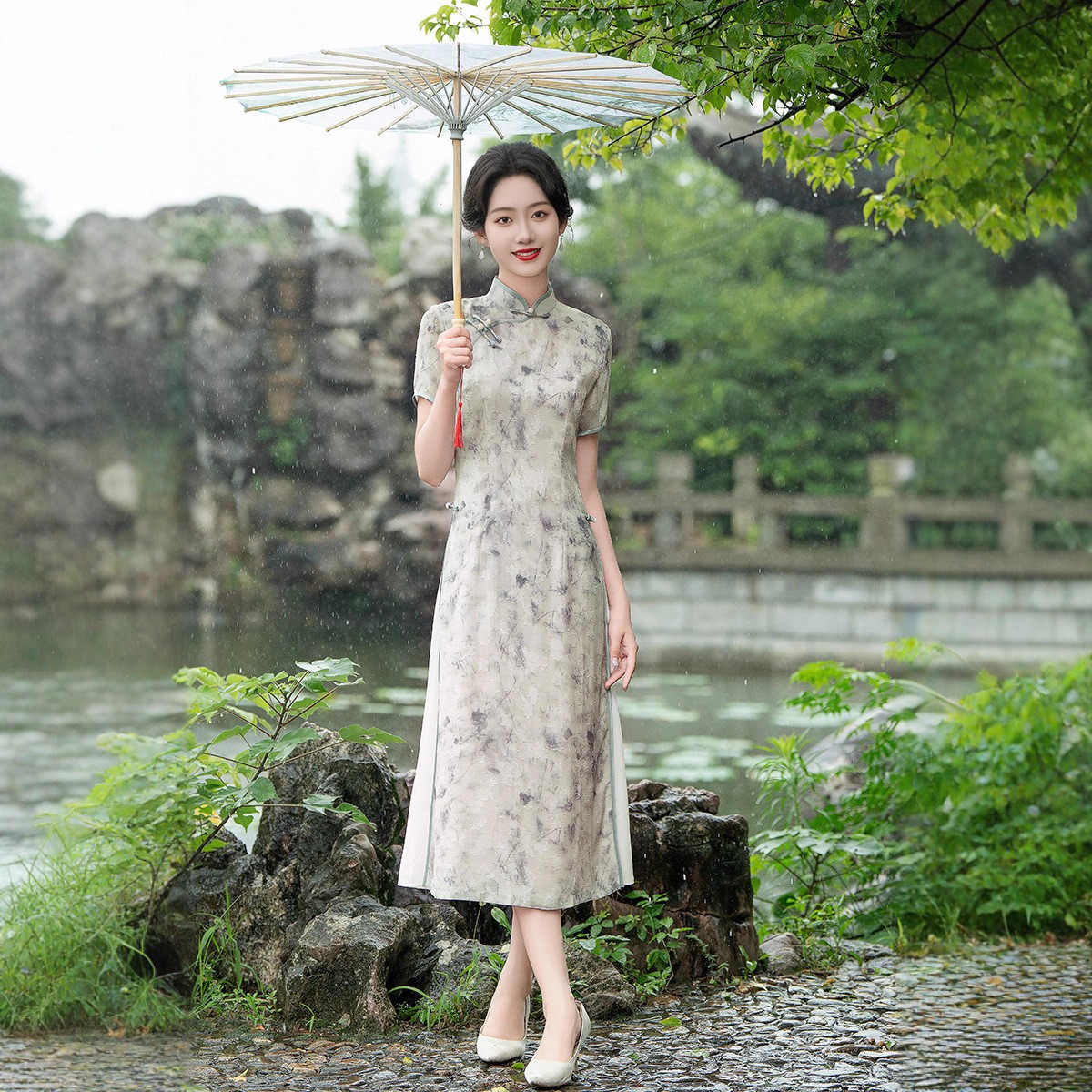 越南奥黛旗袍改良连衣裙高考妈妈旗袍