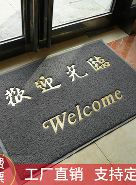 欢迎光临门垫地垫入户迎宾进门大门口地毯门厅脚垫灰色丝圈防滑