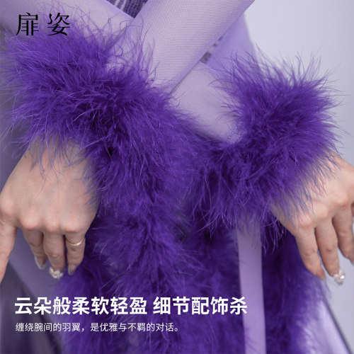扉姿 摩登舞手飘高档长绒羽毛袖飘华尔兹国标舞比赛臂饰F061