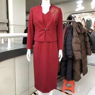 玖牧26A602 新娘妈妈连衣裙 喜婆婆两件套裙婚宴晚礼服2026春新款