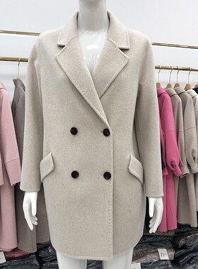高档双面呢羊绒大衣女冬季新款韩版气质西装羊毛外套依姿源25866