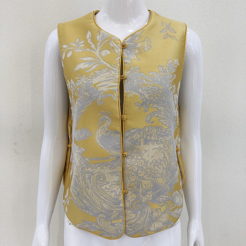 古玉轩2606 国风桑蚕丝缎马甲女式2026春季新款洋气真丝马夹缎面