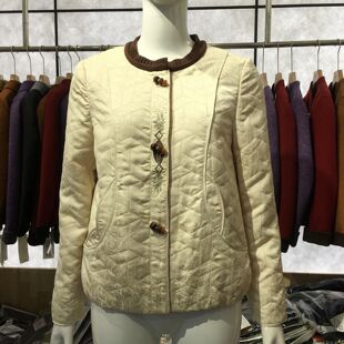 莎26C-8020 中年短款立领外套女上衣秋季新款韩版休闲宽松夹克