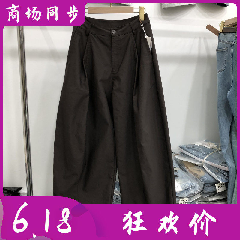 罗芙仙妮818 中年松紧腰阔腿裤女裤2026夏新款喊吧休闲宽腿裤长裤