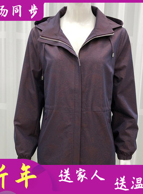 泓盛泰85117 中老年人连帽风衣外套女秋季新款韩版妈妈夹克上衣