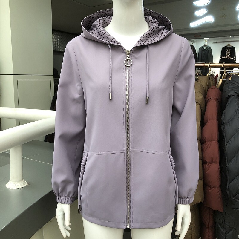 苏拉达唯826-13 时尚连帽风衣外套女2026春季新款韩版休闲夹克