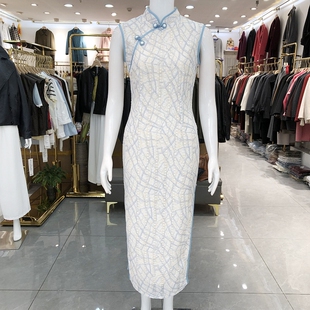 新款 改良旗袍裙2026夏季 洋气镂空连衣裙 高档气质短袖 西湖月1761