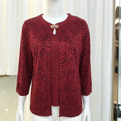 派尚正超CH-9858 中老年人假两件衬衣女春季新款妈妈衬衫奶奶外套