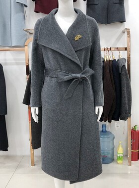 秋水兰熙88605 高档羊驼绒双面呢大衣女冬季新款韩版高支羊毛外套