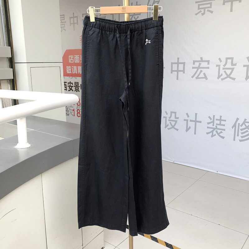 罗芙仙妮705 中老年人松紧腰亚麻直筒裤女夏季新款妈妈原麻宽腿裤