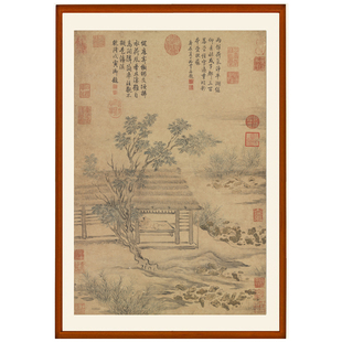 山水画马和之荷亭纳爽图客厅挂画装饰画非纯手绘国画字画卷轴定制