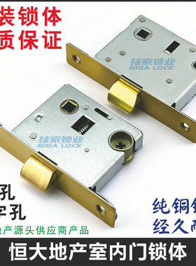 恒大地产锁体室内门锁芯 5050/5055室内门假插芯锁舌房门十字方孔