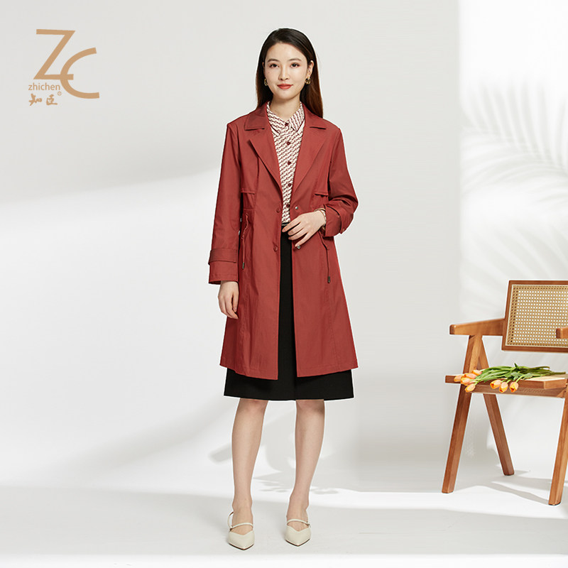 知臣春秋新品 修身中长款风衣外套春秋-实物抽绳为直带 18221008