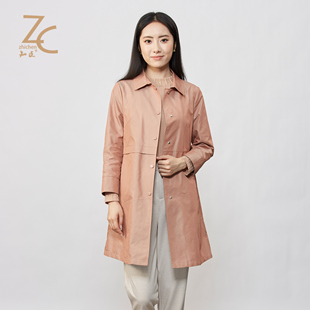 知臣春季新品 设计感时髦腰部分割长风衣女 18241051