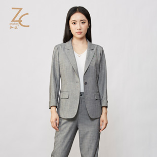 知臣春季新品 稳重通勤职业风短款西装外套女 15241056