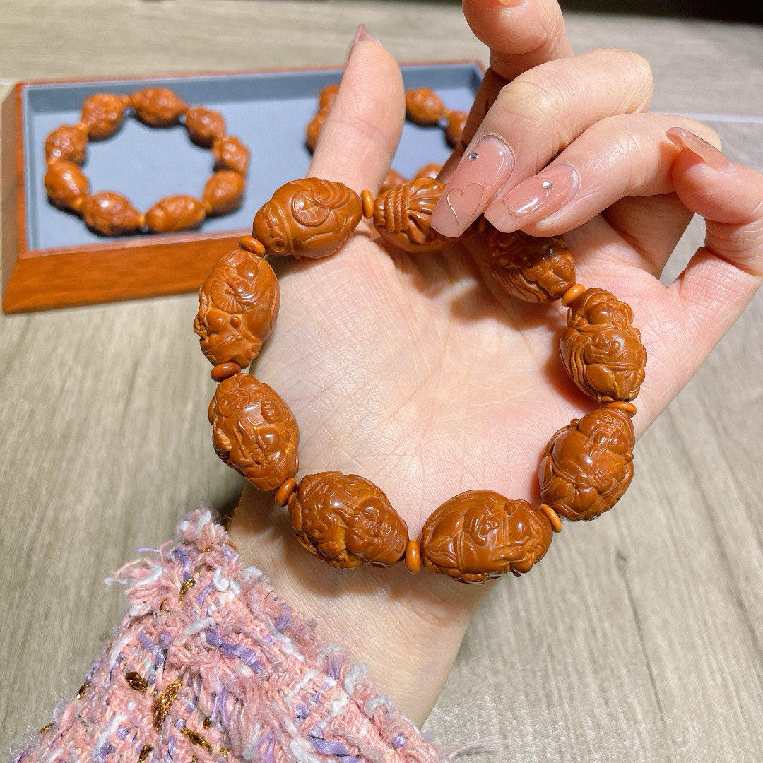 新品橄榄核鲨鱼背大枣财神手串diy项链文玩佛珠男女手链配饰品