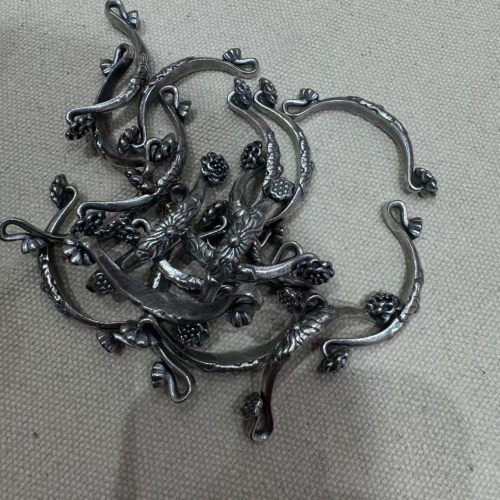 DIY精工三七老银做旧款如意半镯手工编绳文玩配饰配件