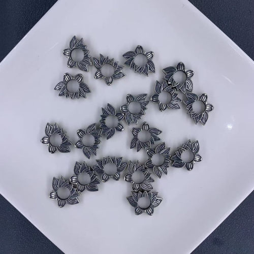 精工三七老银镂空莲花配件手工diy文玩时尚配饰佛珠串珠手链