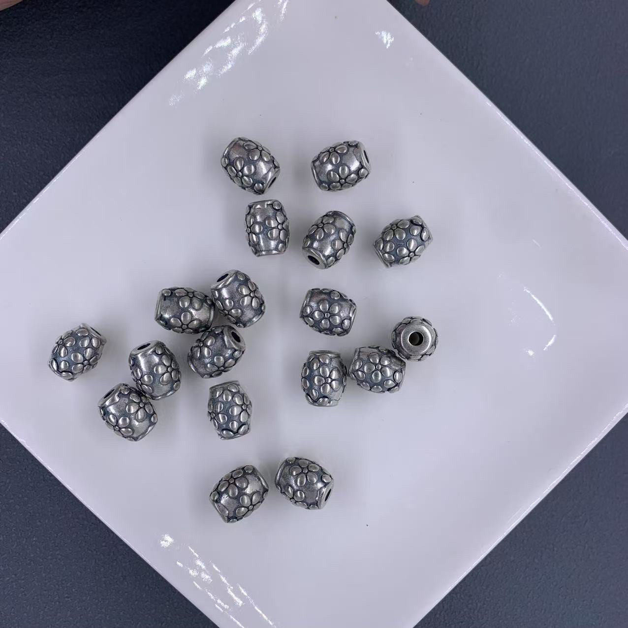 DIY精工三七老银花花桶珠配件手工编绳配饰手链手串挂件饰品文玩,饰品/流行首饰/时尚饰品新,DIY配件,淘宝优惠券,粉丝福利购,淘宝优惠卷