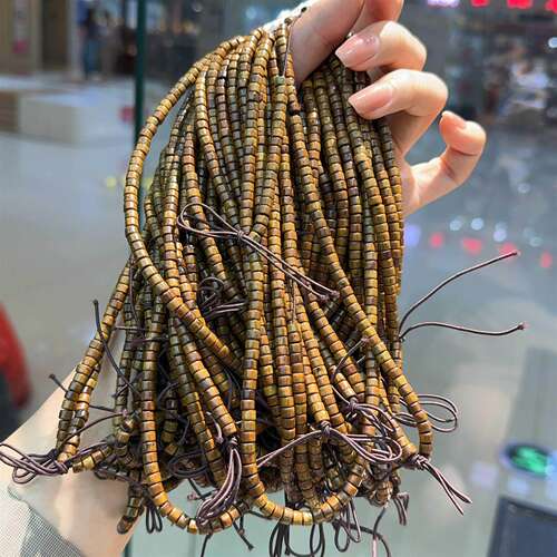 天然绿檀木手串女款小众设计感文艺复古风学生盘玩佛珠文玩手链男