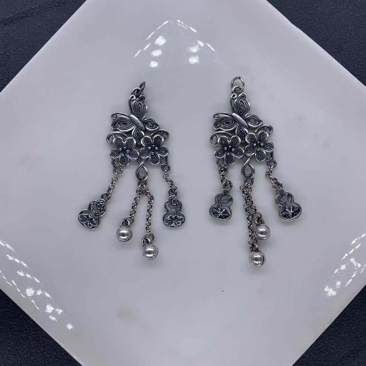 精工三七银蝴蝶流苏挂件穗穗diy手串银配件银提溜,饰品/流行首饰/时尚饰品新,银饰吊坠,淘宝优惠券,粉丝福利购,淘宝优惠卷